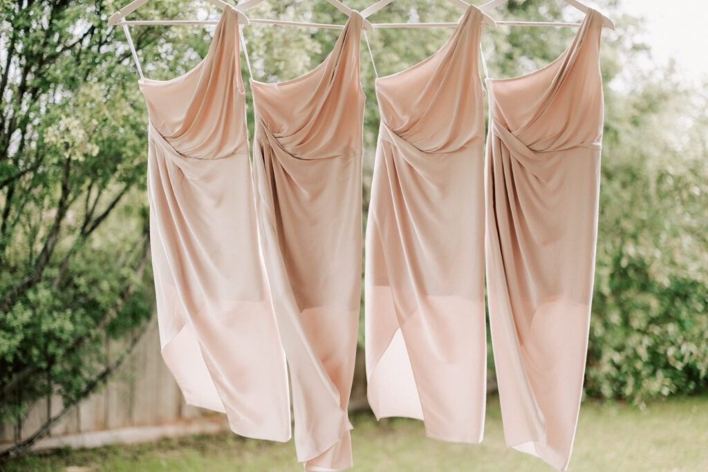 bridesmaids dresses hanging